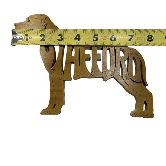 Shafford Dog Wooden Scroll Jigsaw Puzzle Figurine Wood Art USA Signed By Maker - Picture 5 of 5